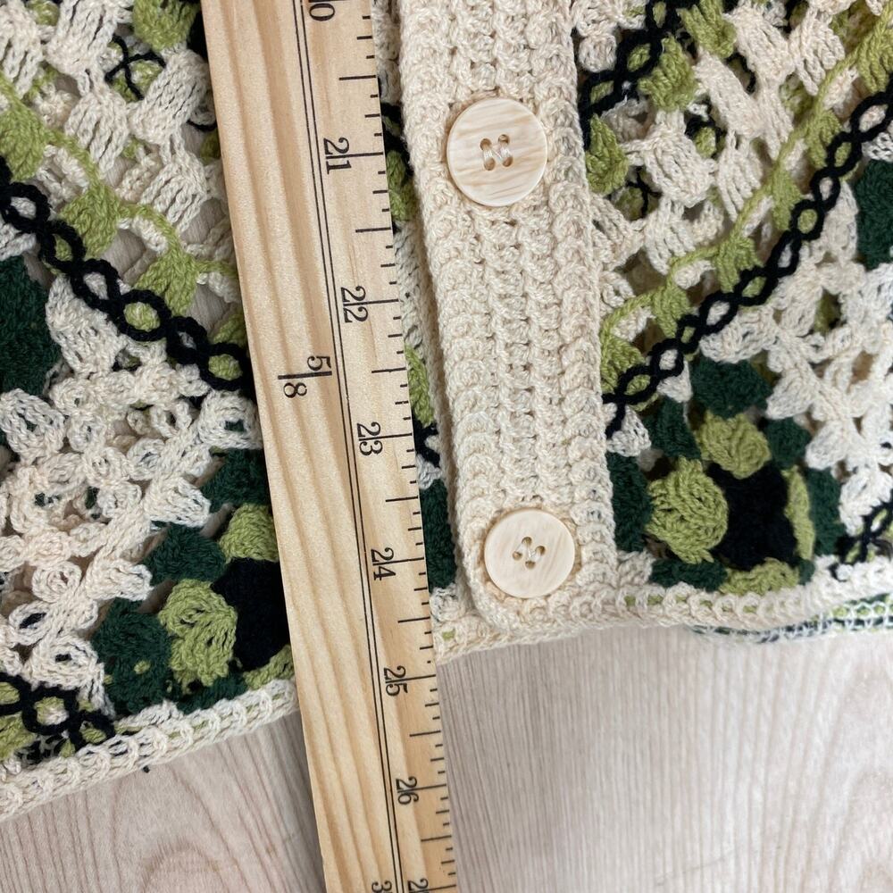 Morsecode Men Granny Square Crochet Knit Shirt Size M Green Coastal Festival NWT - Picture 7 of 9